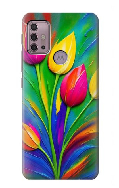 S3926 Colorful Tulip Oil Painting Hülle Schutzhülle Taschen für Motorola Moto G30, G20, G10