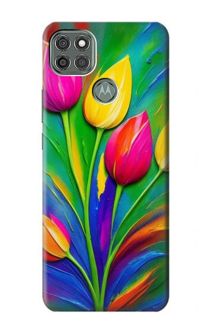 S3926 Colorful Tulip Oil Painting Hülle Schutzhülle Taschen für Motorola Moto G9 Power