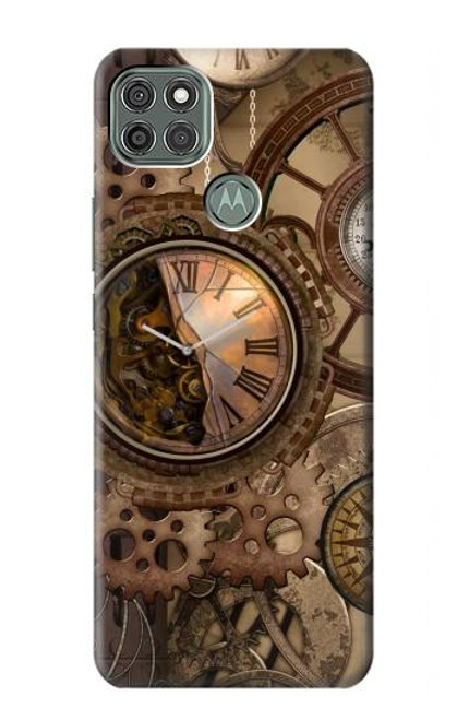 S3927 Compass Clock Gage Steampunk Hülle Schutzhülle Taschen für Motorola Moto G9 Power