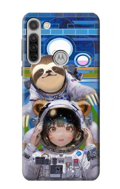 S3915 Raccoon Girl Baby Sloth Astronaut Suit Hülle Schutzhülle Taschen für Motorola Moto G8