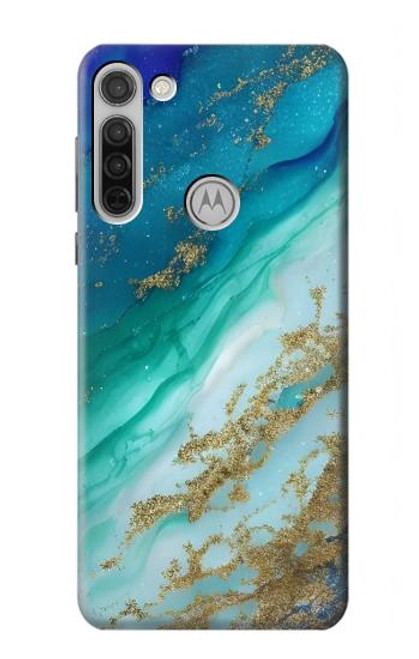 S3920 Abstract Ocean Blue Color Mixed Emerald Hülle Schutzhülle Taschen für Motorola Moto G8