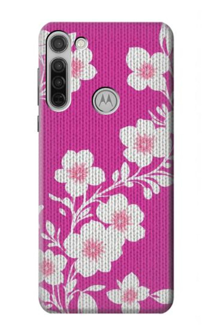 S3924 Cherry Blossom Pink Background Hülle Schutzhülle Taschen für Motorola Moto G8