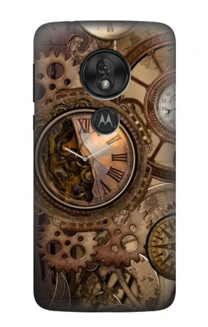 S3927 Compass Clock Gage Steampunk Hülle Schutzhülle Taschen für Motorola Moto G7 Play