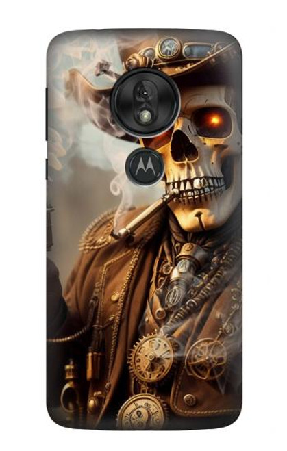 S3949 Steampunk Skull Smoking Hülle Schutzhülle Taschen für Motorola Moto G7 Power