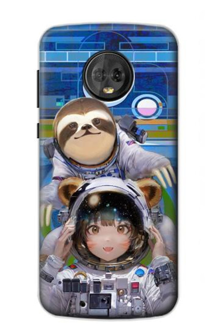 S3915 Raccoon Girl Baby Sloth Astronaut Suit Hülle Schutzhülle Taschen für Motorola Moto G6