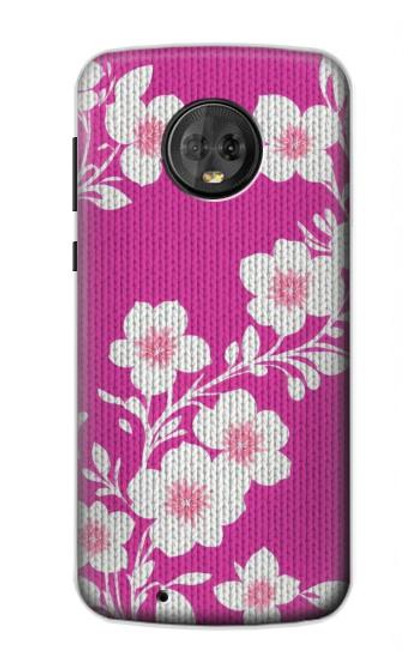 S3924 Cherry Blossom Pink Background Hülle Schutzhülle Taschen für Motorola Moto G6