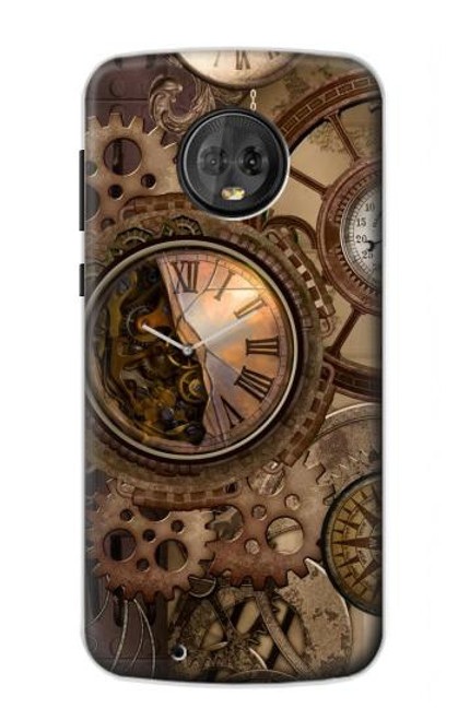 S3927 Compass Clock Gage Steampunk Hülle Schutzhülle Taschen für Motorola Moto G6
