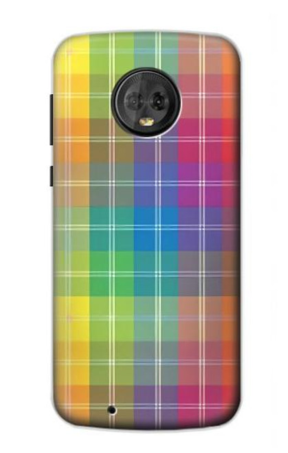 S3942 LGBTQ Rainbow Plaid Tartan Hülle Schutzhülle Taschen für Motorola Moto G6