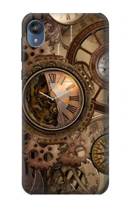 S3927 Compass Clock Gage Steampunk Hülle Schutzhülle Taschen für Motorola Moto E6, Moto E (6th Gen)