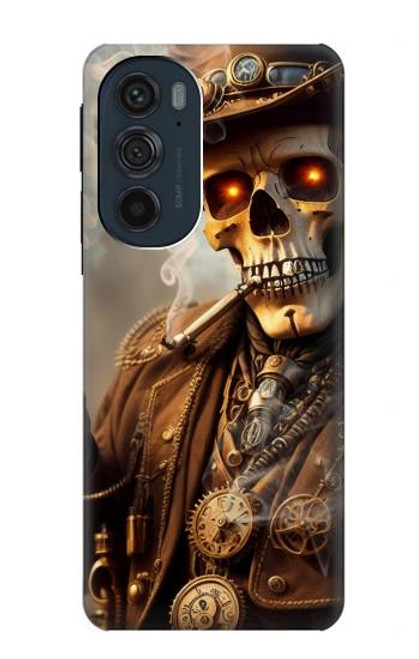 S3949 Steampunk Skull Smoking Hülle Schutzhülle Taschen für Motorola Edge 30 Pro
