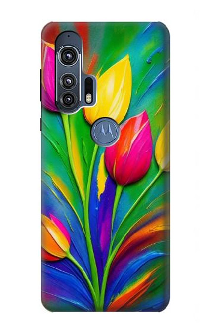 S3926 Colorful Tulip Oil Painting Hülle Schutzhülle Taschen für Motorola Edge+