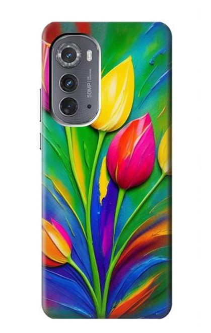 S3926 Colorful Tulip Oil Painting Hülle Schutzhülle Taschen für Motorola Edge (2022)