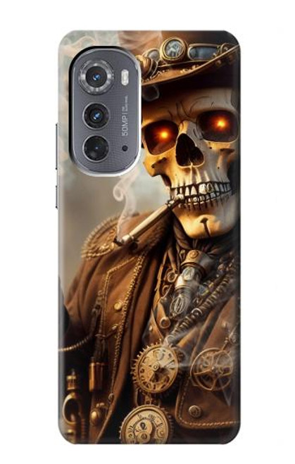 S3949 Steampunk Skull Smoking Hülle Schutzhülle Taschen für Motorola Edge (2022)