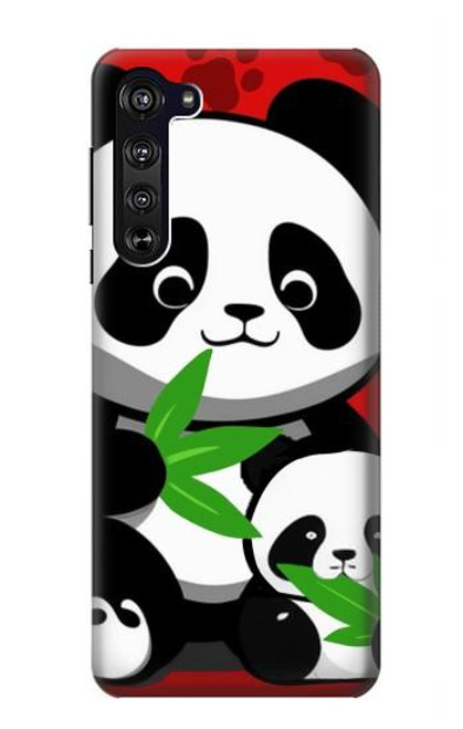 S3929 Cute Panda Eating Bamboo Hülle Schutzhülle Taschen für Motorola Edge