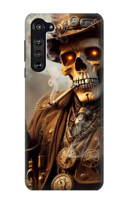 S3949 Steampunk Skull Smoking Hülle Schutzhülle Taschen für Motorola Edge