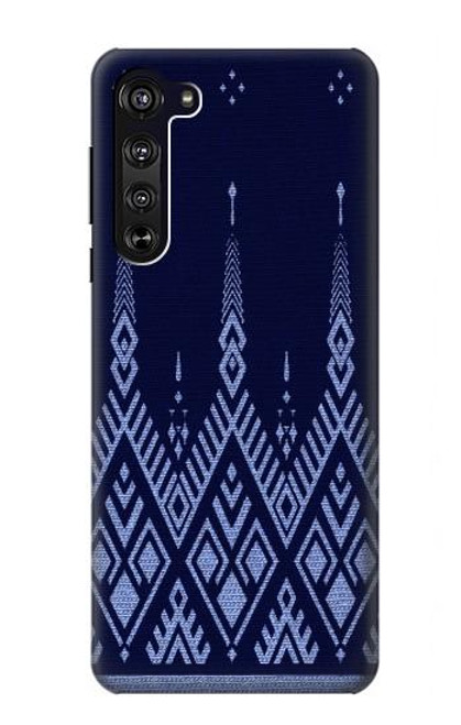 S3950 Textile Thai Blue Pattern Hülle Schutzhülle Taschen für Motorola Edge