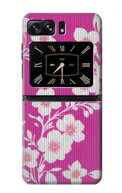 S3924 Cherry Blossom Pink Background Hülle Schutzhülle Taschen für Motorola Moto Razr 2022