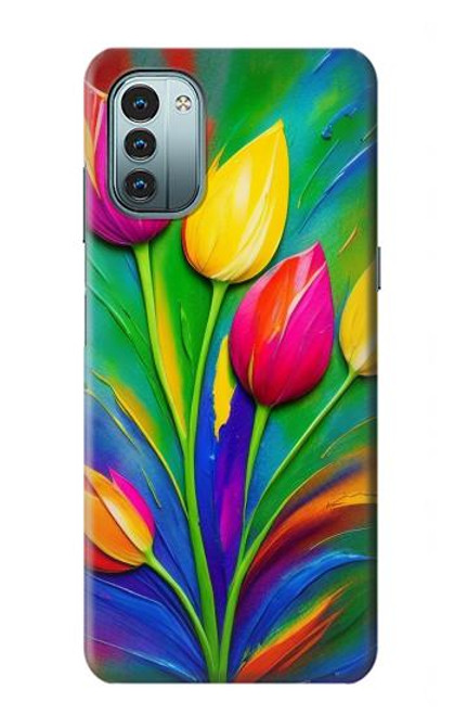S3926 Colorful Tulip Oil Painting Hülle Schutzhülle Taschen für Nokia G11, G21