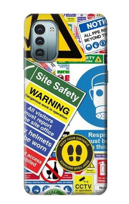 S3960 Safety Signs Sticker Collage Hülle Schutzhülle Taschen für Nokia G11, G21