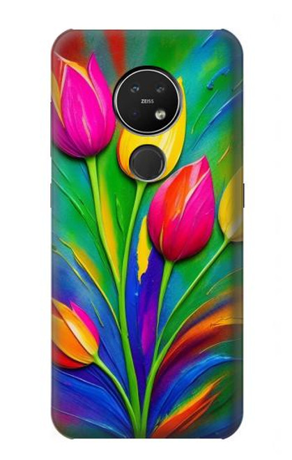 S3926 Colorful Tulip Oil Painting Hülle Schutzhülle Taschen für Nokia 7.2