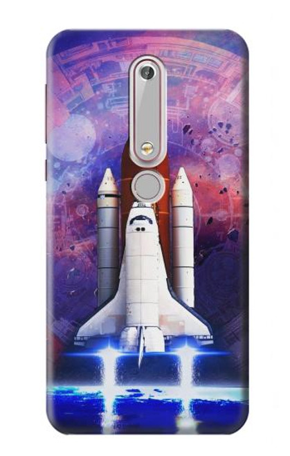 S3913 Colorful Nebula Space Shuttle Hülle Schutzhülle Taschen für Nokia 6.1, Nokia 6 2018