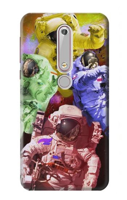 S3914 Colorful Nebula Astronaut Suit Galaxy Hülle Schutzhülle Taschen für Nokia 6.1, Nokia 6 2018