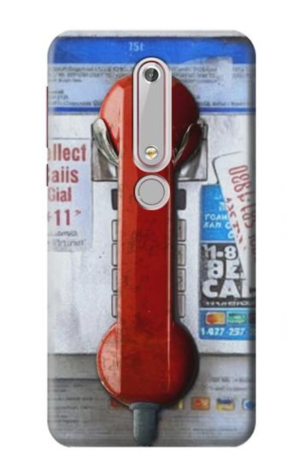 S3925 Collage Vintage Pay Phone Hülle Schutzhülle Taschen für Nokia 6.1, Nokia 6 2018