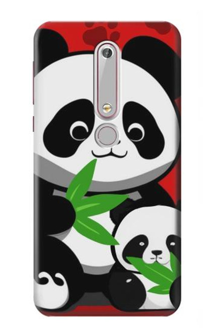 S3929 Cute Panda Eating Bamboo Hülle Schutzhülle Taschen für Nokia 6.1, Nokia 6 2018