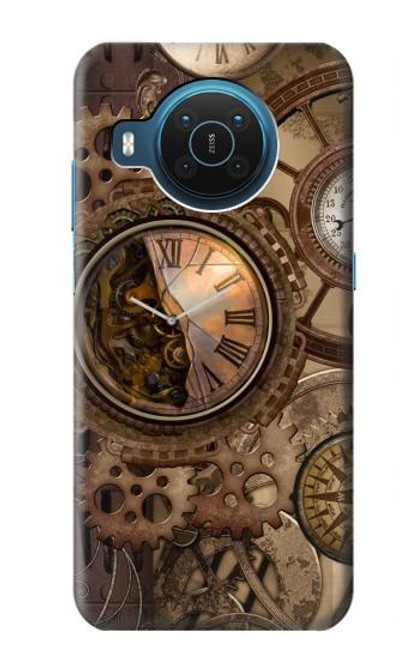 S3927 Compass Clock Gage Steampunk Hülle Schutzhülle Taschen für Nokia X20