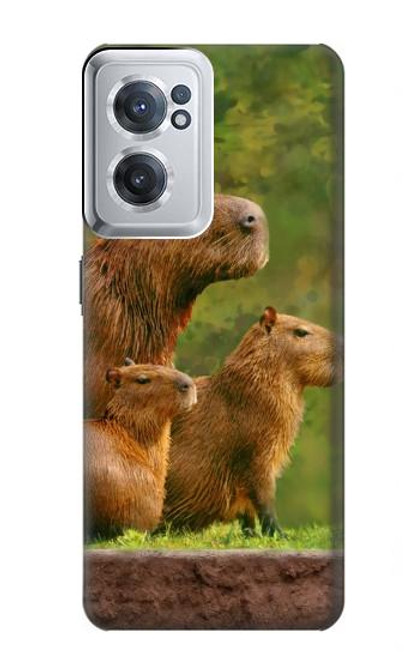 S3917 Capybara Family Giant Guinea Pig Hülle Schutzhülle Taschen für OnePlus Nord CE 2 5G