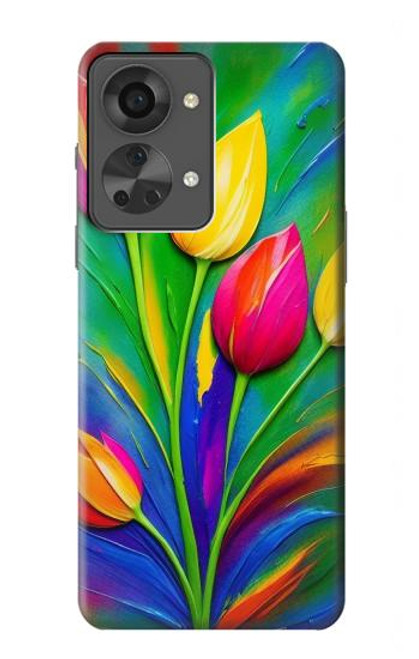 S3926 Colorful Tulip Oil Painting Hülle Schutzhülle Taschen für OnePlus Nord 2T