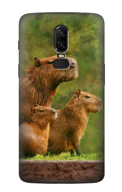 S3917 Capybara Family Giant Guinea Pig Hülle Schutzhülle Taschen für OnePlus 6