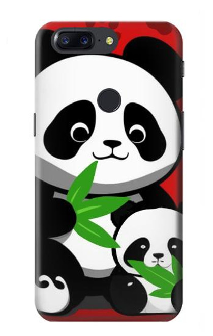 S3929 Cute Panda Eating Bamboo Hülle Schutzhülle Taschen für OnePlus 5T