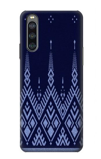 S3950 Textile Thai Blue Pattern Hülle Schutzhülle Taschen für Sony Xperia 10 IV