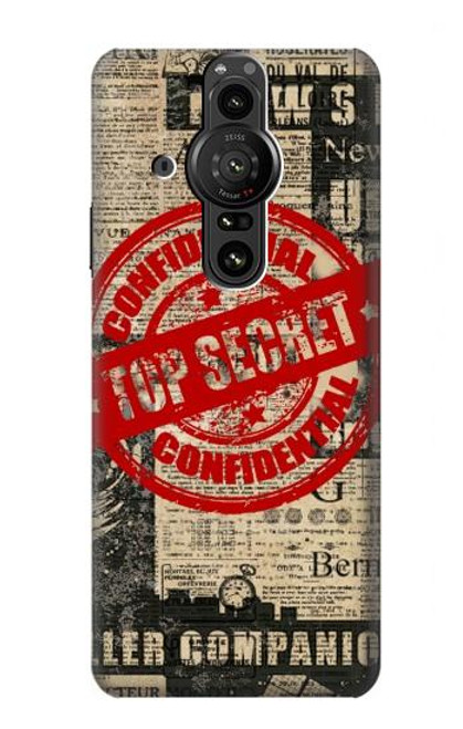 S3937 Text Top Secret Art Vintage Hülle Schutzhülle Taschen für Sony Xperia Pro-I