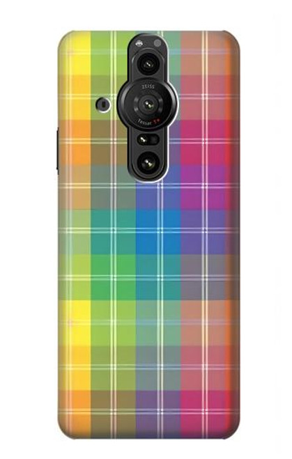 S3942 LGBTQ Rainbow Plaid Tartan Hülle Schutzhülle Taschen für Sony Xperia Pro-I