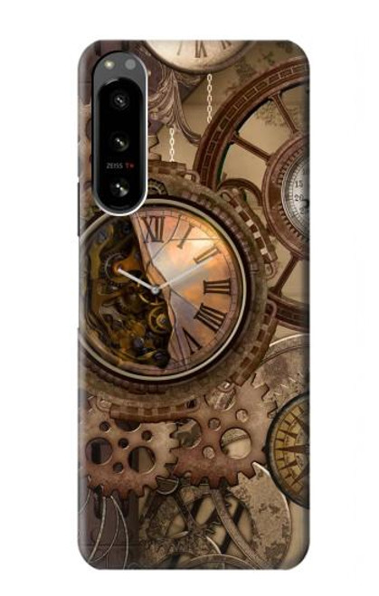 S3927 Compass Clock Gage Steampunk Hülle Schutzhülle Taschen für Sony Xperia 5 IV