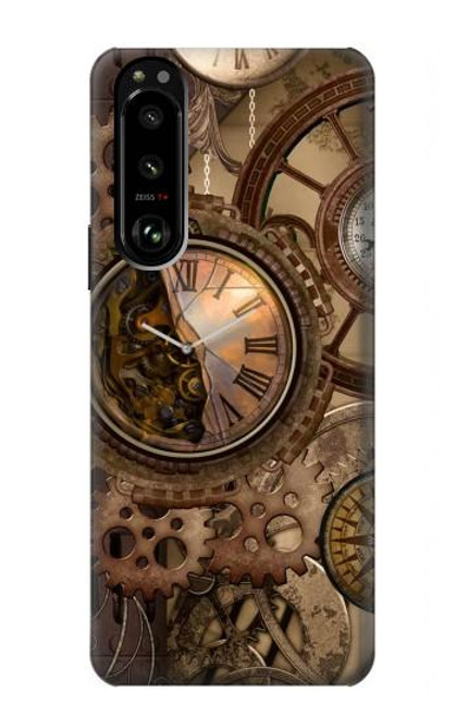 S3927 Compass Clock Gage Steampunk Hülle Schutzhülle Taschen für Sony Xperia 5 III