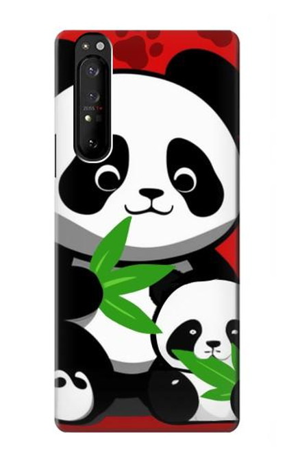S3929 Cute Panda Eating Bamboo Hülle Schutzhülle Taschen für Sony Xperia 1 III