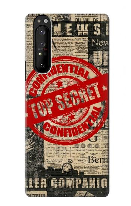 S3937 Text Top Secret Art Vintage Hülle Schutzhülle Taschen für Sony Xperia 1 III