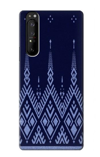 S3950 Textile Thai Blue Pattern Hülle Schutzhülle Taschen für Sony Xperia 1 III