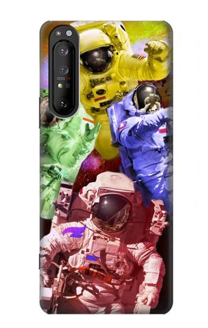 S3914 Colorful Nebula Astronaut Suit Galaxy Hülle Schutzhülle Taschen für Sony Xperia 1 II