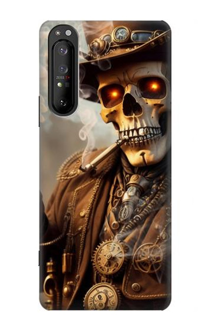 S3949 Steampunk Skull Smoking Hülle Schutzhülle Taschen für Sony Xperia 1 II