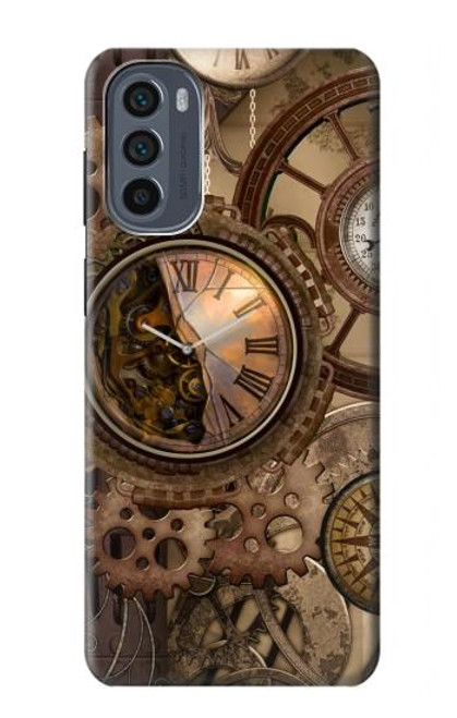 S3927 Compass Clock Gage Steampunk Hülle Schutzhülle Taschen für Motorola Moto G62 5G