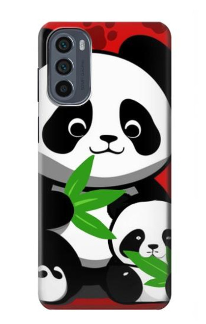 S3929 Cute Panda Eating Bamboo Hülle Schutzhülle Taschen für Motorola Moto G62 5G