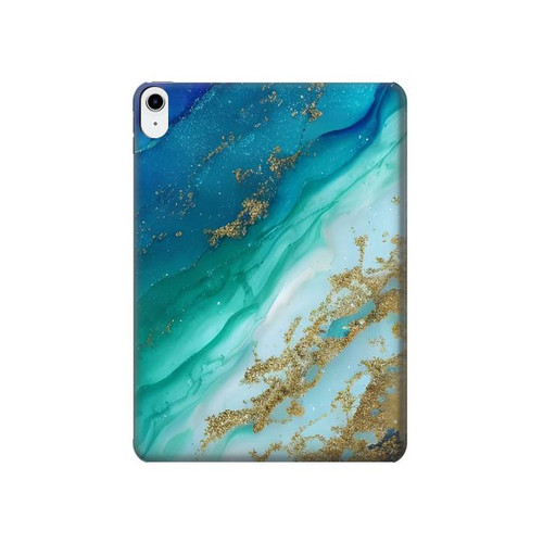 S3920 Abstract Ocean Blue Color Mixed Emerald Hülle Schutzhülle Taschen für iPad 10.9 (2022)