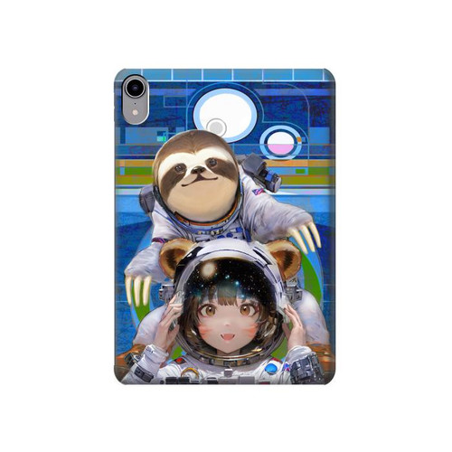 S3915 Raccoon Girl Baby Sloth Astronaut Suit Hülle Schutzhülle Taschen für iPad mini 6, iPad mini (2021)