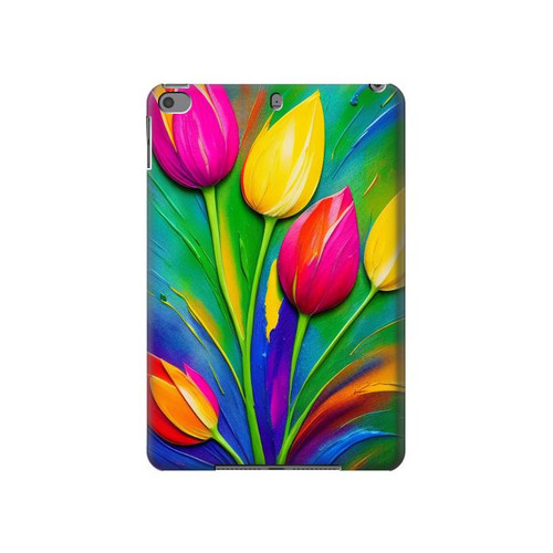 S3926 Colorful Tulip Oil Painting Hülle Schutzhülle Taschen für iPad mini 4, iPad mini 5, iPad mini 5 (2019)
