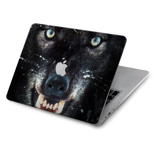 S2823 Black Wolf Blue Eyes Face Hülle Schutzhülle Taschen für MacBook Air 15″ (2023,2024,2025) - A2941, A3114, A3241
