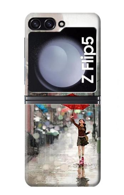 S0108 Girl in The Rain Hülle Schutzhülle Taschen für Samsung Galaxy Z Flip 5